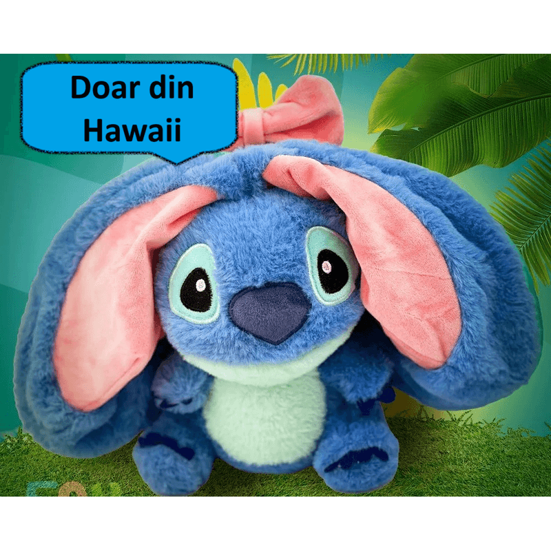 Jucarii, Copii si Bebe - Jucarii si jocuri - Jucarii de plus - Jucarie de Plus tip Stitch, Moale si Catifelat, dimensiune 20cm, culoare Albastru/Verde - Infinity.ro