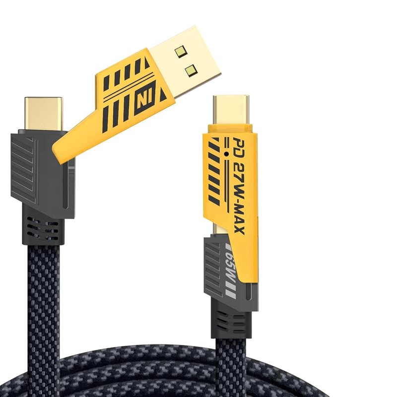 Laptop, Telefoane si Tablete - Telefoane mobile si accesorii - Accesorii Telefoane - Cabluri si adaptoare telefoane - Cablu de incarcare Multiplu 4in1 Super Fast - PD 27W, USB 65W- 1,2Metri, Negru ABYZ™ - Infinity.ro