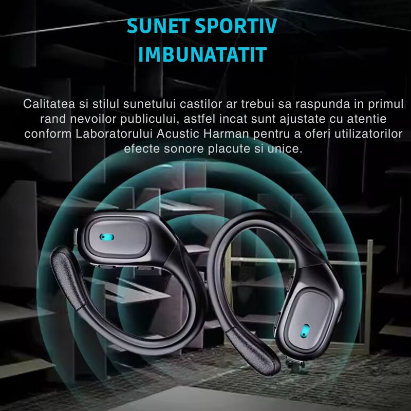 TV, Audio-Video si Foto - Portabile audio - Casti audio - Casti Wireless Sport MIANDREE® ActiveBuds, True Wireless, BT 5.3, Handsfree, ANC, Voice Assistant, 40h, Rezistente, LED - Infinity.ro