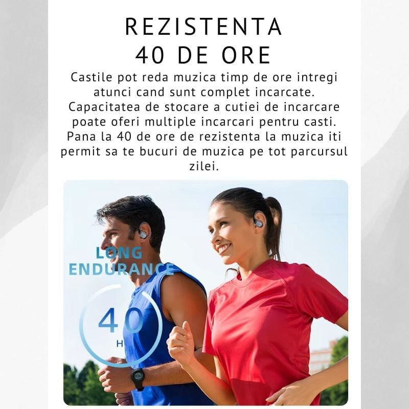 TV, Audio-Video si Foto - Portabile audio - Casti audio - Casti Wireless Sport MIANDREE® ActiveBuds, True Wireless, BT 5.3, Handsfree, ANC, Voice Assistant, 40h, Rezistente, LED - Infinity.ro