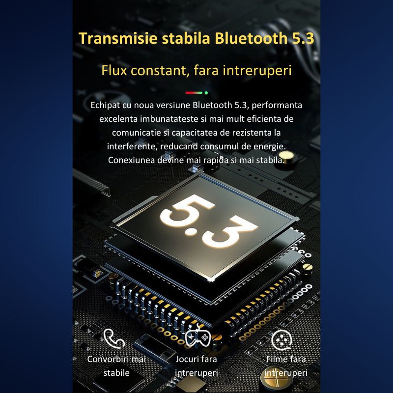 TV, Audio-Video si Foto - Portabile audio - Casti audio - Casti Wireless Sport MIANDREE® ActiveBuds, True Wireless, BT 5.3, Handsfree, ANC, Voice Assistant, 40h, Rezistente, LED - Infinity.ro