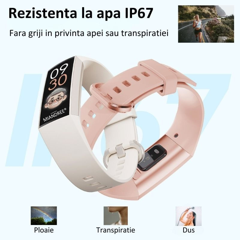 Laptop, Telefoane si Tablete - Wearables si gadgeturi - Wearables - Bratari fitness - Bratara Fitness MIANDREE®, Puls/Somn/Tensiometru/Oximetru, AMOLED, Always-On-Display, Compatibil iPhone/Samsung/Huawei - Infinity.ro