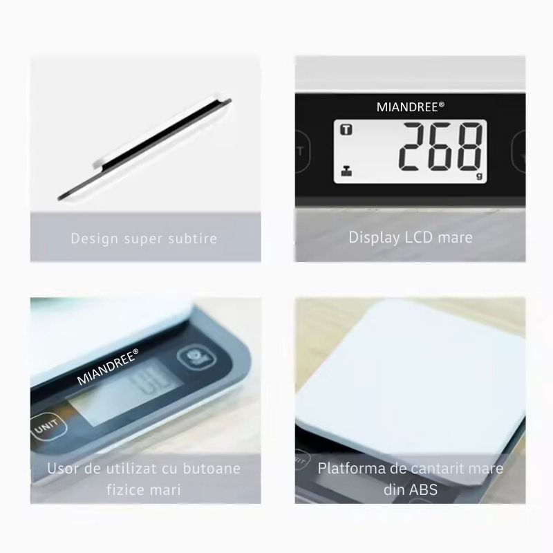 Electronice si Electrocasnice - Electrocasnice bucatarie - Mixere, tocatoare & roboti de bucatarie - Cantare de bucatarie - Cantar Bucatarie Inteligent MIANDREE®,24 Indici Nutritionali,Calorii/Proteine/Grasimi/Carbohidrati,Apple Health/Fitbit - Infinity.ro