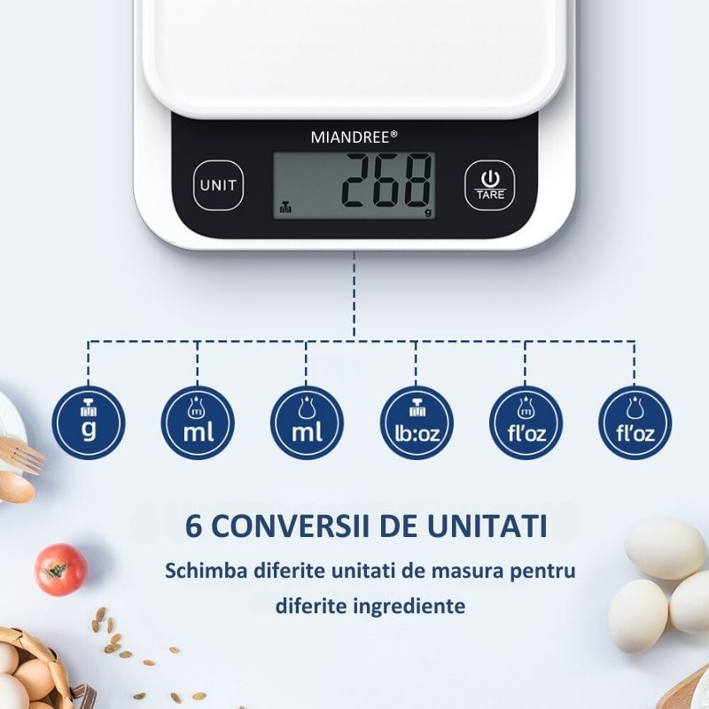 Electronice si Electrocasnice - Electrocasnice bucatarie - Mixere, tocatoare & roboti de bucatarie - Cantare de bucatarie - Cantar Bucatarie Inteligent MIANDREE®,24 Indici Nutritionali,Calorii/Proteine/Grasimi/Carbohidrati,Apple Health/Fitbit - Infinity.ro