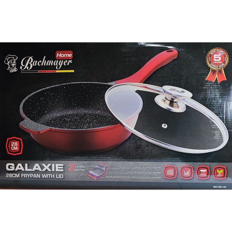 Casa si Gradina - Bucatarie si vesela - Vase pentru gatit - Tigai si seturi - Tigaie adanca antiaderenta cu capac 24cm burgundy - Infinity.ro