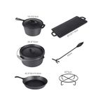 Casa si Gradina - Gradina si terasa - Gratare si accesorii - Gratare de gradina - Set gratar BBQ de camping din fonta in cutie de lemn 6+1piese - Infinity.ro