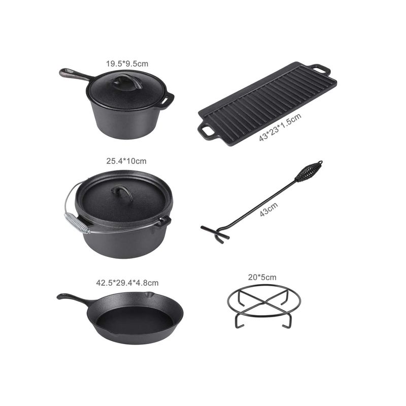 Casa si Gradina - Gradina si terasa - Gratare si accesorii - Gratare de gradina - Set gratar BBQ de camping din fonta in cutie de lemn 6+1piese - Infinity.ro