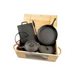 Casa si Gradina - Gradina si terasa - Gratare si accesorii - Gratare de gradina - Set gratar BBQ de camping din fonta in cutie de lemn 6+1piese - Infinity.ro