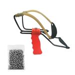 Sport si Outdoor - Camping - Accesorii camping si drumetii - Set prastie profesionala si 100 bile metalice, Sling Master, plastic, 20 cm, portocaliu - Infinity.ro