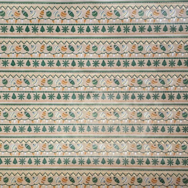 Market - Cadouri - Pungi cadou si accesorii - Hartie kraft pentru ambalat cadouri, dans de globuri si linii zig-zag, 200x70 cm - Infinity.ro