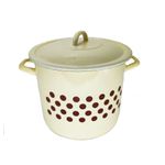 Casa si Gradina - Bucatarie si vesela - Vase pentru gatit - Oale si cratite - Oala emailata 8l bej cu buline cu capac - Infinity.ro
