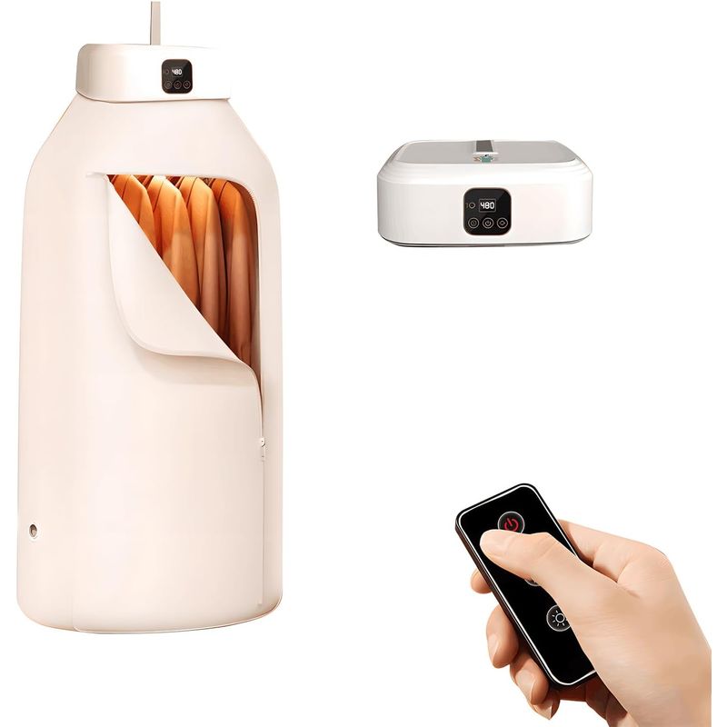 Market - Spalare si intretinere rufe - Uscatoare de rufe si accesorii - Uscator de Haine Portabil BYNOVIS®, Capacitate 10KG - 9-12 haine, Temperatura constanta, Putere MAX 600W, Uscare rapida, Timer, Compact, Calitate premium, Sac Lavabil, Pentru orice tip de haine, Lampa - Infinity.ro