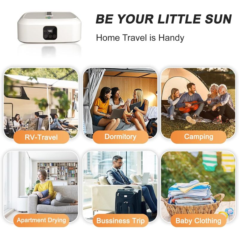 Market - Spalare si intretinere rufe - Uscatoare de rufe si accesorii - Uscator de Haine Portabil BYNOVIS®, Capacitate 10KG - 9-12 haine, Temperatura constanta, Putere MAX 600W, Uscare rapida, Timer, Compact, Calitate premium, Sac Lavabil, Pentru orice tip de haine, Lampa - Infinity.ro