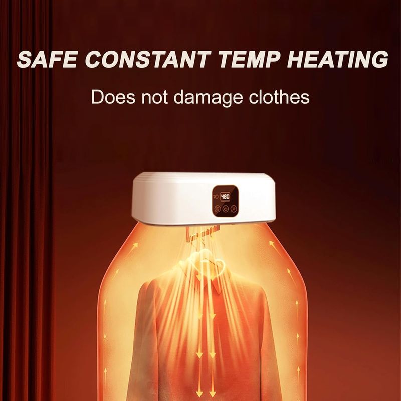 Market - Spalare si intretinere rufe - Uscatoare de rufe si accesorii - Uscator de Haine Portabil BYNOVIS®, Capacitate 10KG - 9-12 haine, Temperatura constanta, Putere MAX 600W, Uscare rapida, Timer, Compact, Calitate premium, Sac Lavabil, Pentru orice tip de haine, Lampa - Infinity.ro