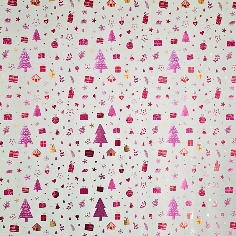 Carti si Birotica - Birotica - Articole ambalare - Hartie metalizata pentru ambalat cadouri, braduti, globulete si inimioare, 150x70 cm - Infinity.ro