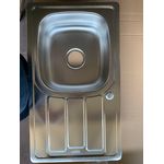 Casa si Gradina - Sanitare - Chiuveta bucatarie si accesorii - Chiuvete bucatarie - Set chiuveta inox anticalcar de blat + baterie pipa flexibila + sifon cu preaplin, 43.5x76 cm, cuva stanga - Infinity.ro