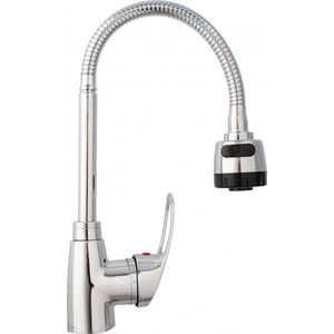 Set chiuveta inox anticalcar de blat + baterie pipa flexibila, 43.5x76 cm, cuva dreapta