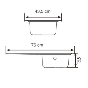 Set chiuveta inox anticalcar de blat + baterie inalta + sifon cu preaplin, 43.5x76 cm, cuva dreapta