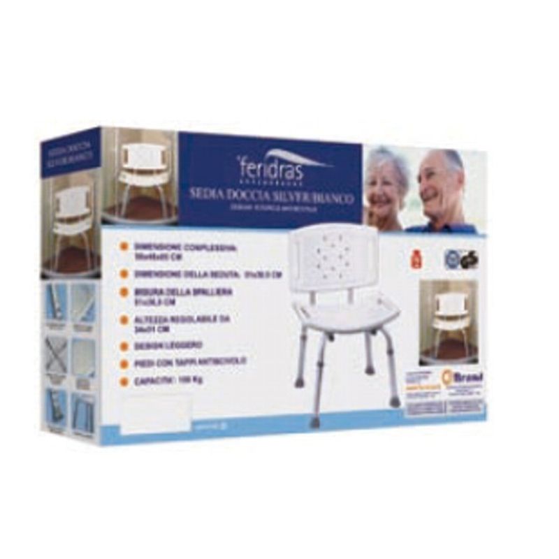 Casa si Gradina - Sanitare - Suporturi si accesorii baie - Accesorii baie - Scaun de dus cu picioare reglabile si spatar, pentru persoane cu dizabilitati, 56x48x85 cm, Comfort - Infinity.ro