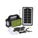 Casa si Gradina - Corpuri si surse de iluminat - Iluminat exterior - Lampi solare - Kit solar portabil inteligent cu Bluetooth, radio, lanterna, Mp3 player , culoare: negru/verde - Infinity.ro