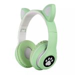 TV, Audio-Video si Foto - Portabile audio - Casti audio - Casti CAT cu lumini colorate, Bluetooth 5.0, microfon si card micro-sd , culoare: verde - Infinity.ro