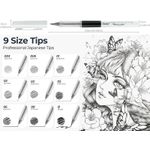 Carti si Birotica - Birotica - Instrumente de scris - Pixuri si stilouri - Ohuhu set 9 Finelinere lichide, cerneala premium negra, non toxic, uscare rapida - Infinity.ro