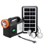 Casa si Gradina - Electrice - Panouri solare si accesorii - Sisteme panouri solare - Kit solar portabil-Lanterna, radio si mp3, functie powerbank , culoare: negru/portocaliu - Infinity.ro