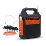 Casa si Gradina - Corpuri si surse de iluminat - Iluminat exterior - Lampi solare - Kit solar cu panou detasabil, difuzor, 3 becuri, radio, Bluetooth , culoare: negru/rosu - Infinity.ro