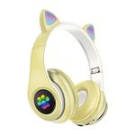 TV, Audio-Video si Foto - Portabile audio - Casti audio - Casti CAT cu lumini colorate, Bluetooth 5.0, microfon si card micro-sd , culoare: galben - Infinity.ro