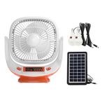 Electronice si Electrocasnice - Climatizare si sisteme de incalzire - Aparate racire aer - Ventilatoare - Ventilator cu panou solar, difuzor, Radio FM, doua becuri, powerbank , culoare: alb/rosu - Infinity.ro