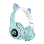 TV, Audio-Video si Foto - Portabile audio - Casti audio - Casti CAT cu lumini colorate, Bluetooth 5.0, microfon si card micro-sd , culoare: bleu - Infinity.ro