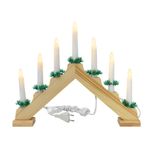 Casa si Gradina - Decoratiuni - Decoratiuni de sezon - Lumanari decorative de Craciun, stand de lemn, 7 becuri tip LED , culoare: maro - Infinity.ro