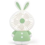 Electronice si Electrocasnice - Climatizare si sisteme de incalzire - Aparate racire aer - Ventilatoare - Ventilator iepuras portabil cu LED si incarcare usb , culoare: verde - Infinity.ro