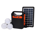 Casa si Gradina - Corpuri si surse de iluminat - Iluminat exterior - Lampi solare - Kit solar portabil, lanterna, USB/TF, Bluetooth si 3 becuri LED , culoare: negru/portocaliu - Infinity.ro