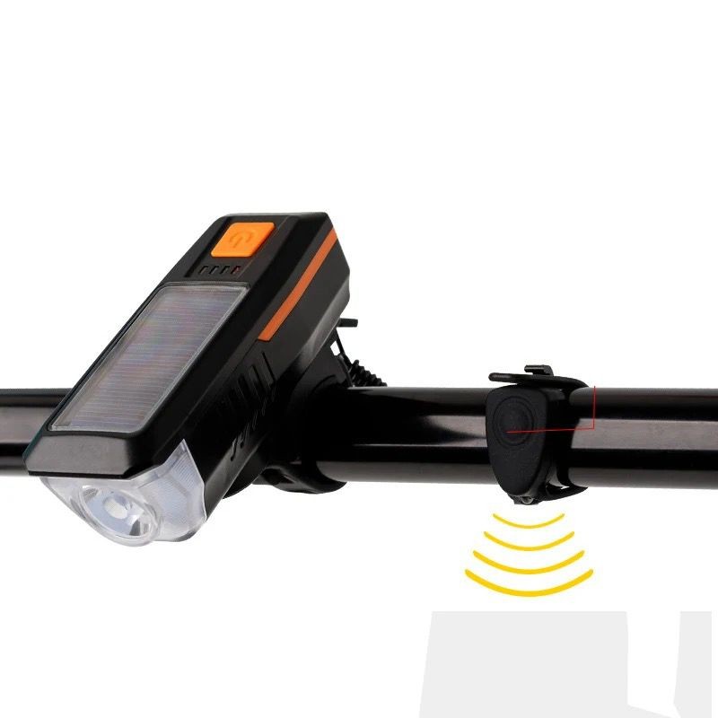 Sport si Outdoor - Ciclism - Accesorii pentru biciclete - Lumini biciclete - Lampa pentru Bicicleta LY-17 cu Incarcare Solara , culoare: negru/portocaliu - Infinity.ro