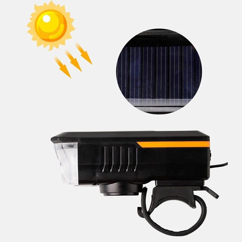 Sport si Outdoor - Ciclism - Accesorii pentru biciclete - Lumini biciclete - Lampa pentru Bicicleta LY-17 cu Incarcare Solara , culoare: negru/portocaliu - Infinity.ro