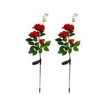 Casa si Gradina - Corpuri si surse de iluminat - Iluminat exterior - Lampi solare - Lampa solara LED Garden Flower Light-Trandafir, set 2 buc , culoare: rosu - Infinity.ro
