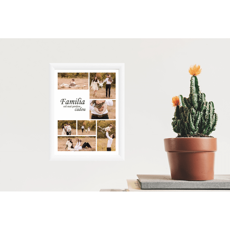 Market - Cadouri - Cadouri personalizate - Tablou Canvas Personalizat tip colaj, VeliumCraft, 40x30 cm, personalizabil 90%, rama alba, necesita 7 imagini - Infinity.ro