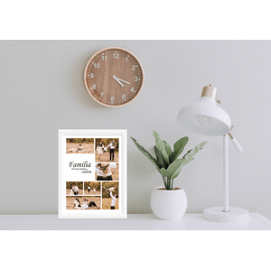 Tablou Canvas Personalizat tip colaj, VeliumCraft, 40x30 cm, personalizabil 90%, rama alba, necesita 7 imagini