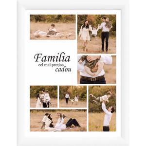 Tablou Canvas Personalizat tip colaj, VeliumCraft, 40x30 cm, personalizabil 90%, rama alba, necesita 7 imagini