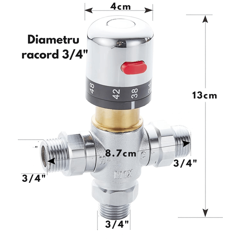 Casa si Gradina - Sanitare - Instalatii hidro - Fitinguri - Vana de amestec termostatica NeoHGS, G3/4”, filet exterior DN20, protectie antioparire, reglabila, apa calda - Infinity.ro