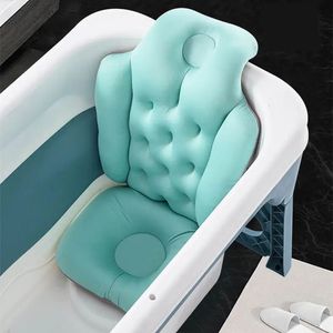 Perna de baie ergonomica pentru cada, material respirabil, moale si elastic, umplutura mini bile polistiren, albastru