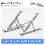 Laptop, Telefoane si Tablete - Laptopuri si accesorii - Accesorii Laptop - Standuri/Coolere notebook - Suport Laptop Pliabil, Reglabil pe Inaltime, Pana la 15,6 Inch, Picioare Antiderapante, Portabil, Aluminiu, Argintiu - Infinity.ro