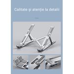 Laptop, Telefoane si Tablete - Laptopuri si accesorii - Accesorii Laptop - Standuri/Coolere notebook - Suport Laptop Pliabil, Reglabil pe Inaltime, Pana la 15,6 Inch, Picioare Antiderapante, Portabil, Aluminiu, Argintiu - Infinity.ro