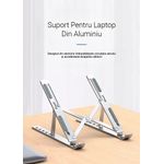 Laptop, Telefoane si Tablete - Laptopuri si accesorii - Accesorii Laptop - Standuri/Coolere notebook - Suport Laptop Pliabil, Reglabil pe Inaltime, Pana la 15,6 Inch, Picioare Antiderapante, Portabil, Aluminiu, Argintiu - Infinity.ro