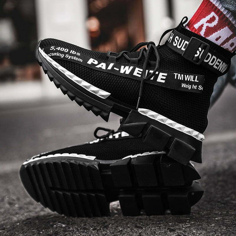 Fashion, accesorii si bijuterii - Barbati - Incaltaminte barbati - Sneakers si tenisi barbati - Pantofi sport HI top MBrands, usori cu talpa flexibila 44 Negru - Infinity.ro