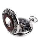 Fashion, accesorii si bijuterii - Barbati - Bijuterii barbati - Ceasuri barbati - Ceas de buzunar Gorben skeleton cu insertie din lemn si lant Mecanic Vintage , argintiu - Infinity.ro