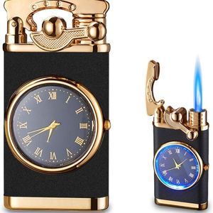 Bricheta reincarcabila pe gaz cu flacara alba antivant si ceas reglabil incorporat, 7.5 x 3.8 x 1.5 cm