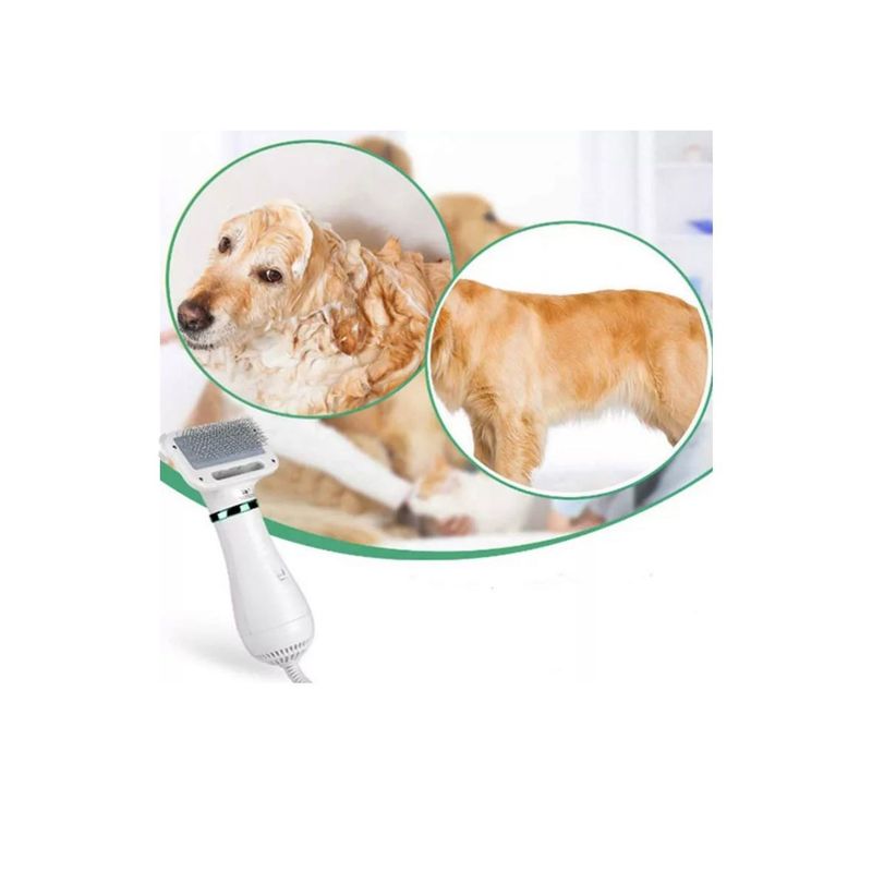 Petshop - Ingrijire si Igiena - Produse uz extern - Perii si manusi - Perie cu uscator 2 in 1 pentru animale , culoare: alb/albastru - Infinity.ro