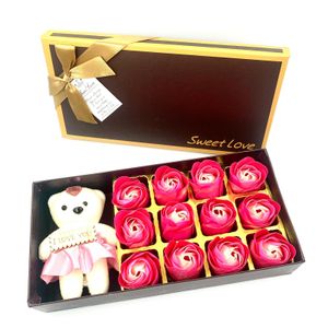 Cutie cu trandafiri si ursulet I Love You , culoare: mov/alb